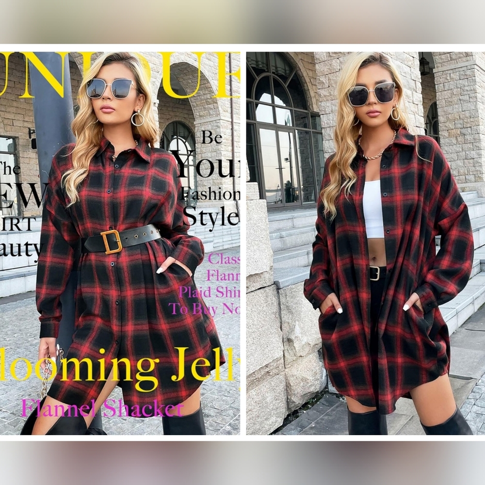 Blooming Jelly Long Sleeve Flannel Collared Button Down Plaid Shirt Size L